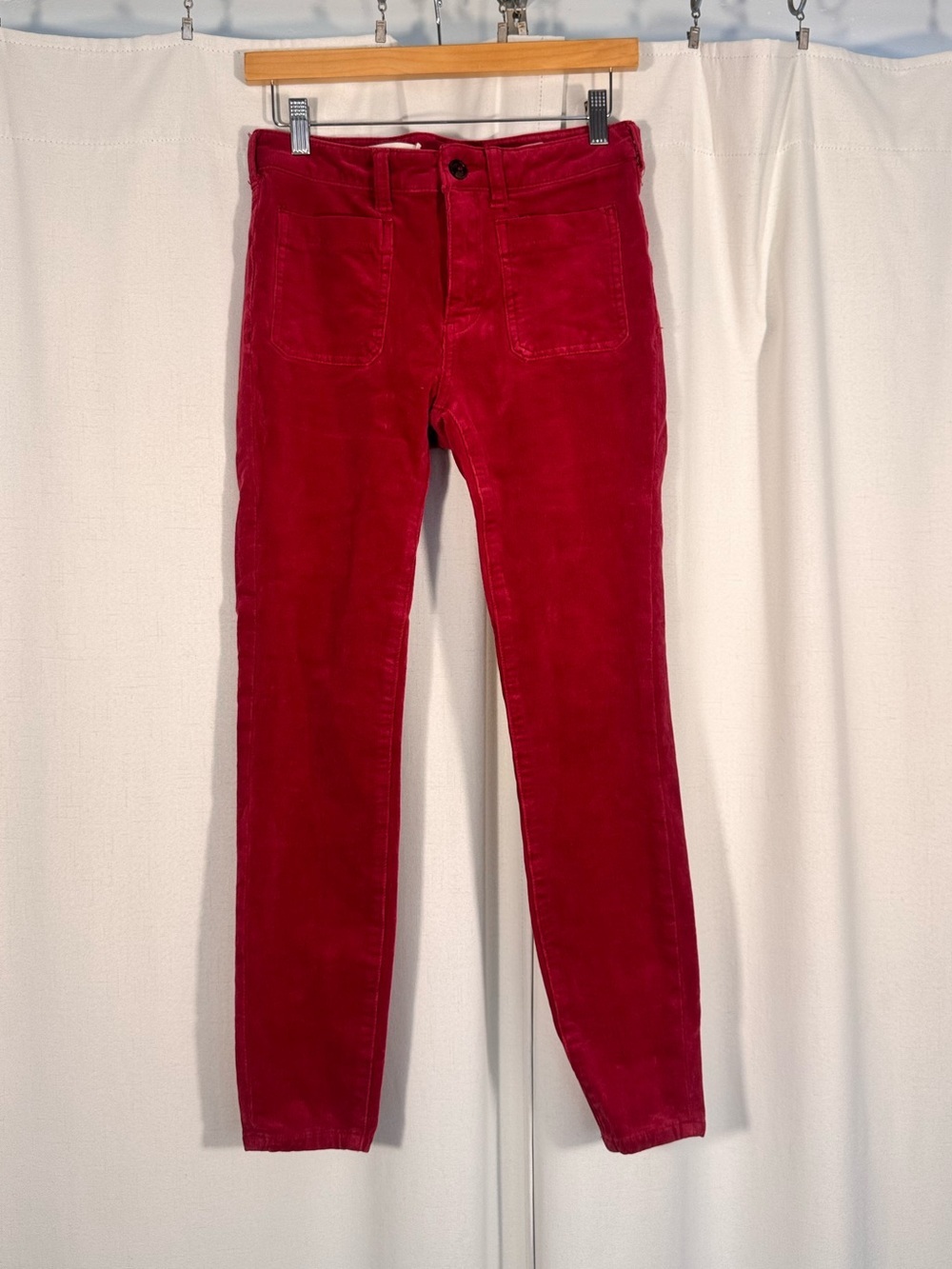 Pilcro by Anthropologie Red Corduroy High-Rise Skinny Pants